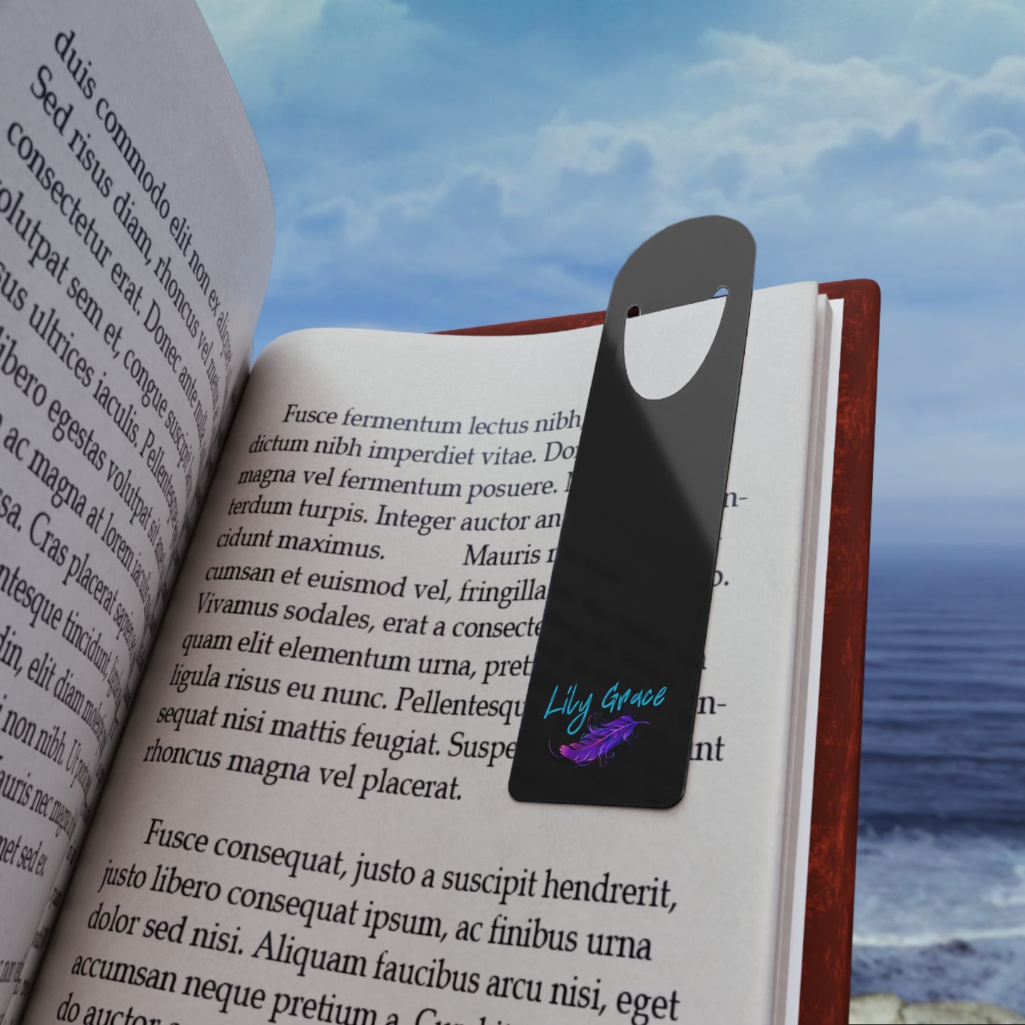 Lily Grace Aluminum Bookmark - Signature Feather