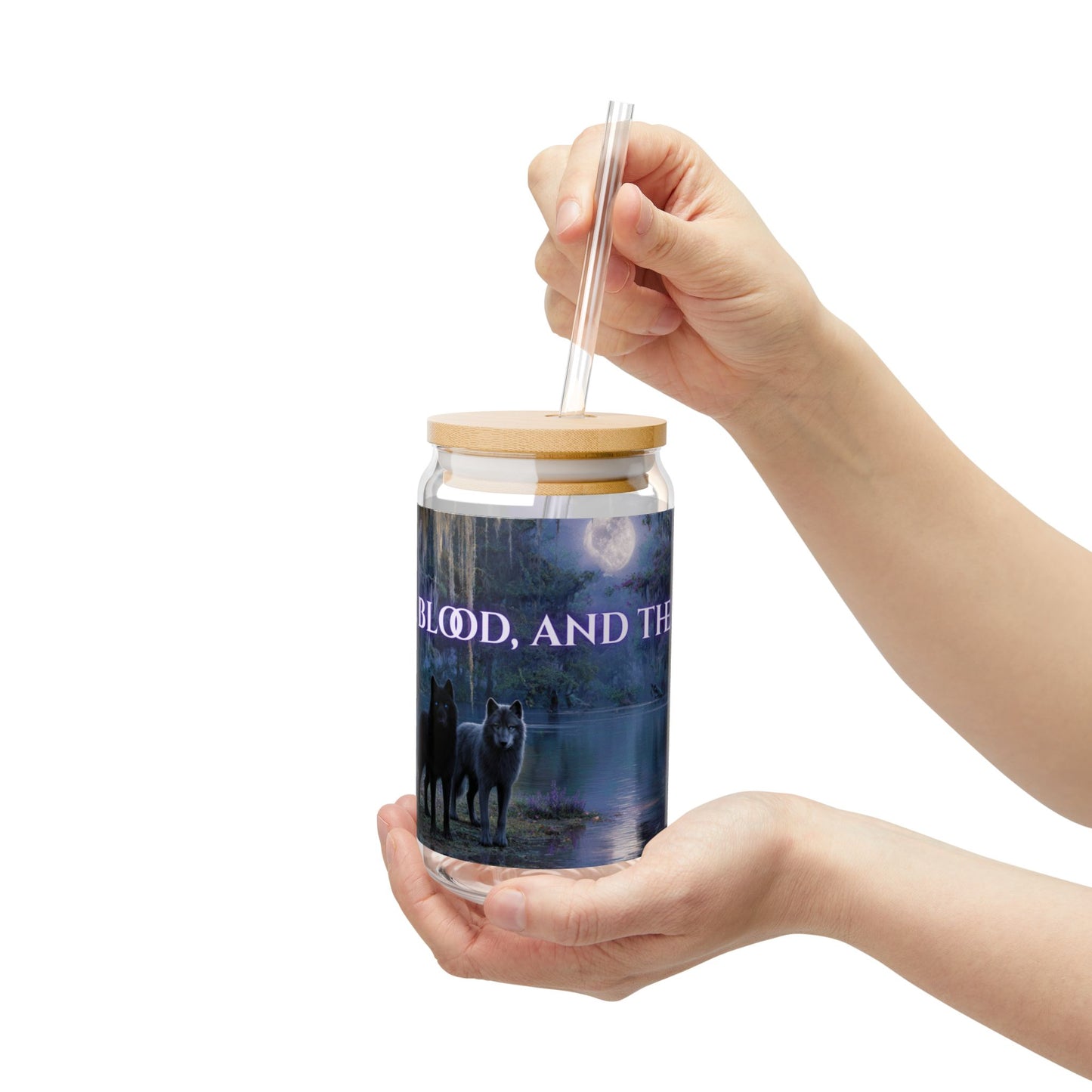 Lily Grace's - Books, Blood, and the Bayou – 16oz Sipper Glass with Lid & Straw