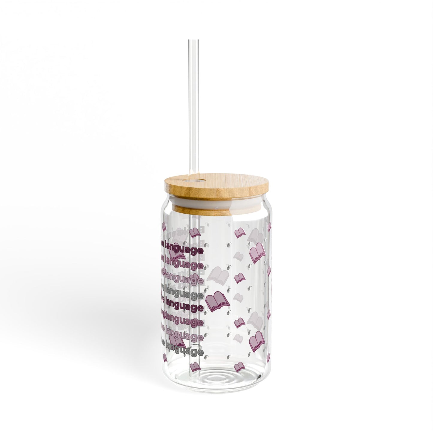 π Books Are My Love Language β 16oz Sipper Glass with Bamboo Lid & Straw