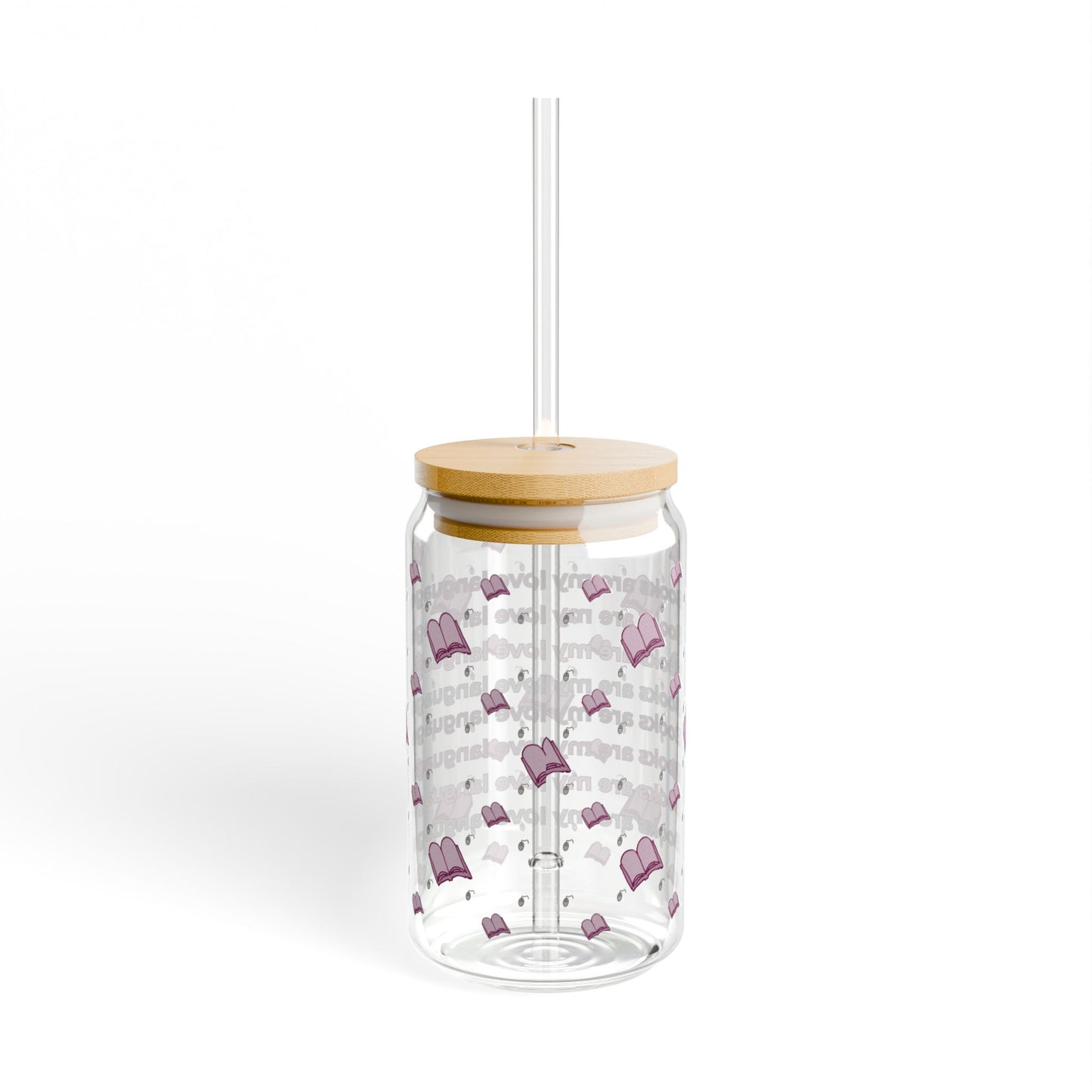 π Books Are My Love Language β 16oz Sipper Glass with Bamboo Lid & Straw