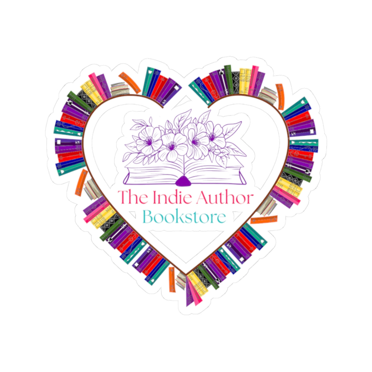 The Indie Author Bookstore Heart Sticker – Book Lover Vinyl Kiss-Cut Design