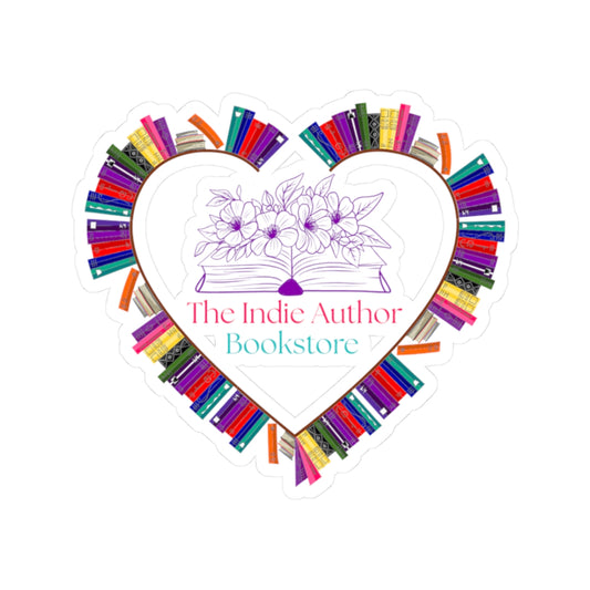 The Indie Author Bookstore Heart Sticker β Book Lover Vinyl Kiss-Cut Design