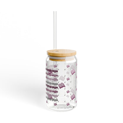 📚 Books Are My Love Language – 16oz Sipper Glass with Bamboo Lid & Straw