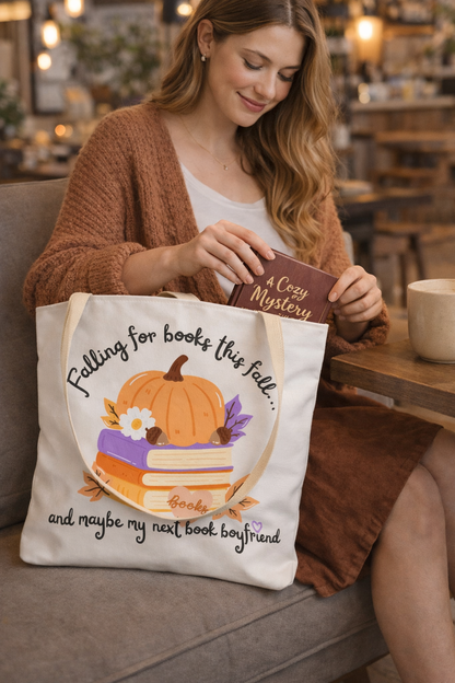 Falling for Books This Fall Tote Bag – Cozy Autumn Book Lover’s Tote