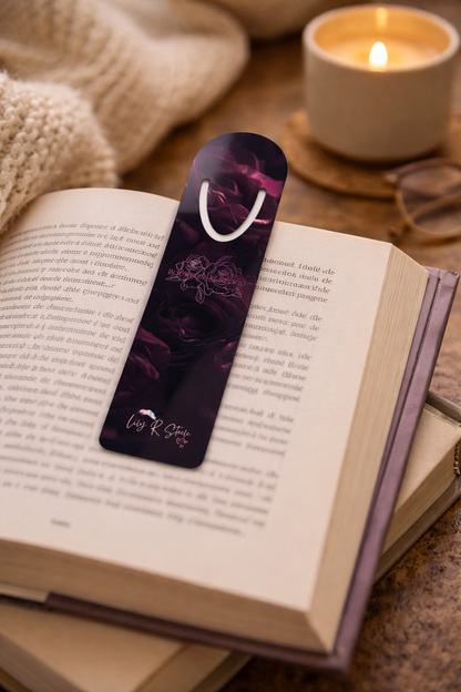 Floral Bookmark — Lily R. Steele’s Bourbon & Blood Dark Rose Metal Bookmark
